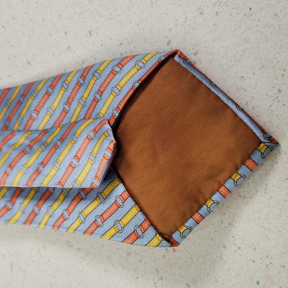 Michael Kors Men's Lite Blue Red Yellow Silk Dress Necktie - Picture 5 of 8